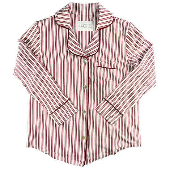 The Cat's Pajamas Holiday Stripe Pima Knit Long Sleeved Pajama