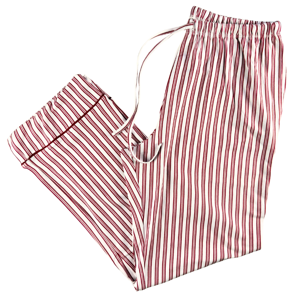 The Cat's Pajamas Holiday Stripe Pima Knit Long Sleeved Pajama