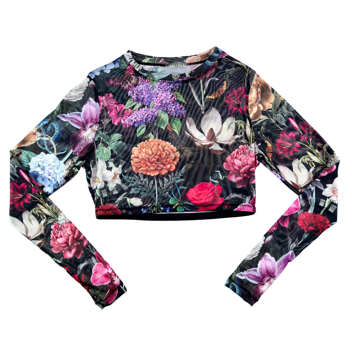Kilo Brava Floral Mesh Long Sleeve Crop