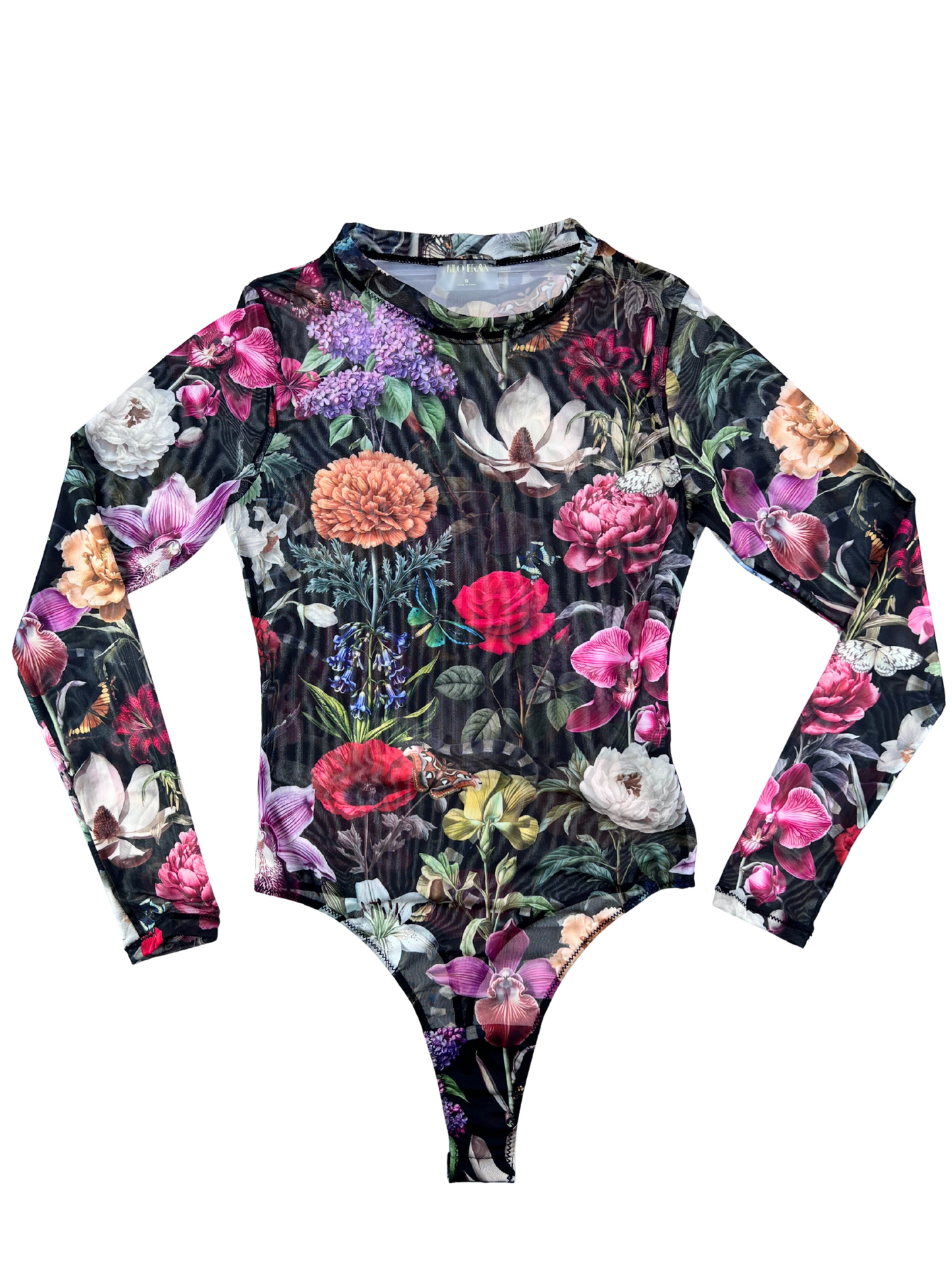 Kilo Brava Floral Mesh Long Sleeve Bodysuit