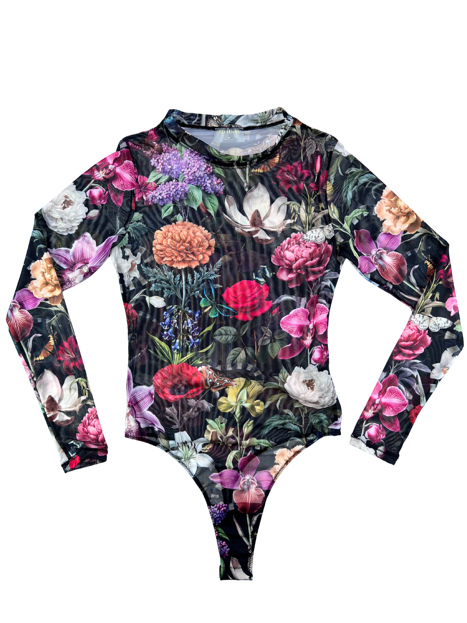 Kilo Brava Floral Mesh Long Sleeve Bodysuit
