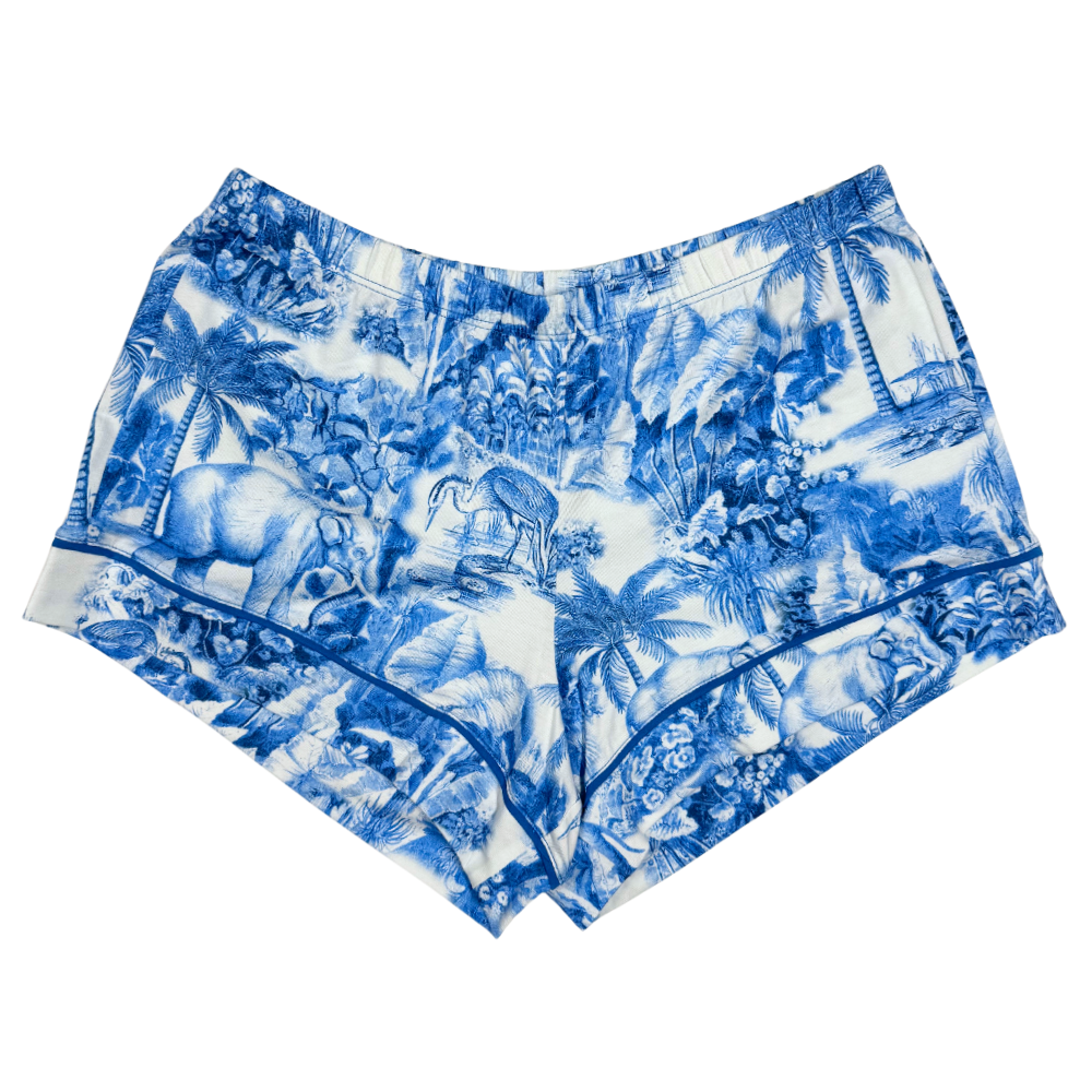 color: Blue Palm Grove Toile