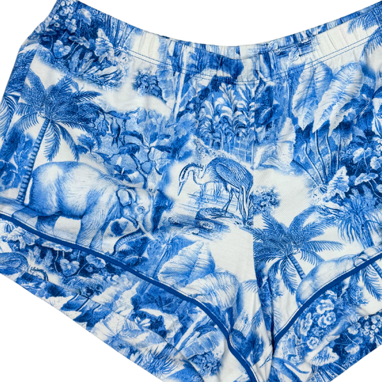color: Blue Palm Grove Toile