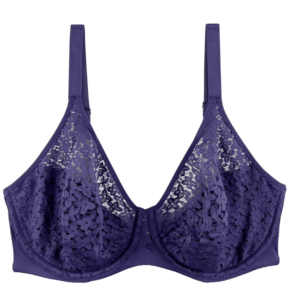 Chantelle norah comfort underwire bra in nude blush fatal violet, front view on a white background, close-up.