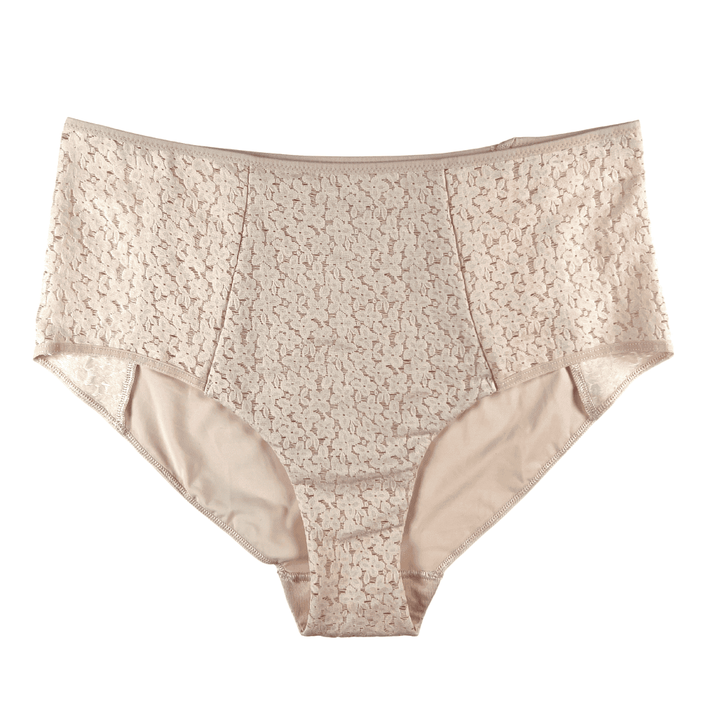 Chantelle norah high waist brief in nude blush, front view on a white background, close-up.