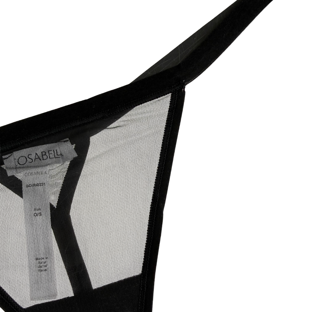 black thong on white background