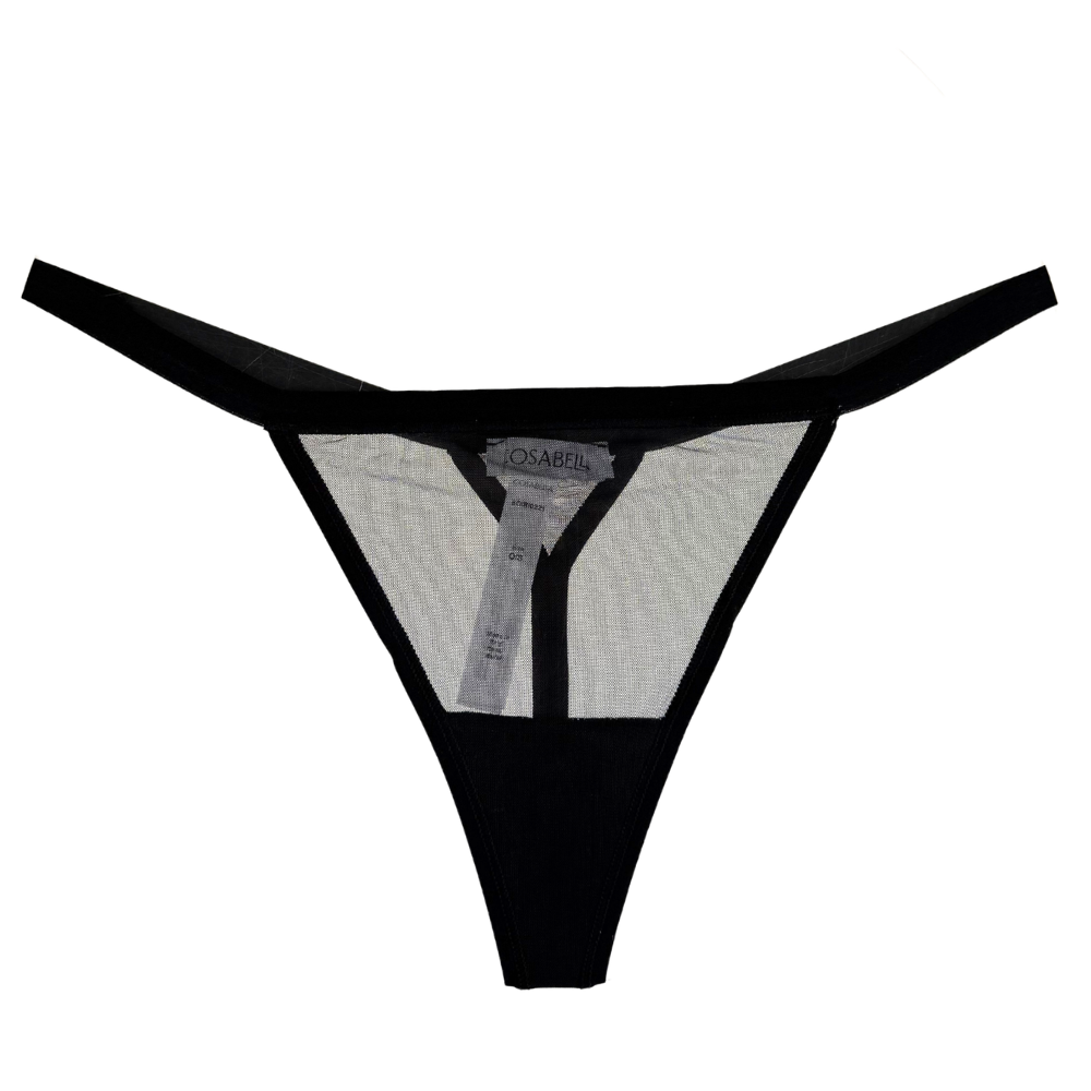 black thong on white background