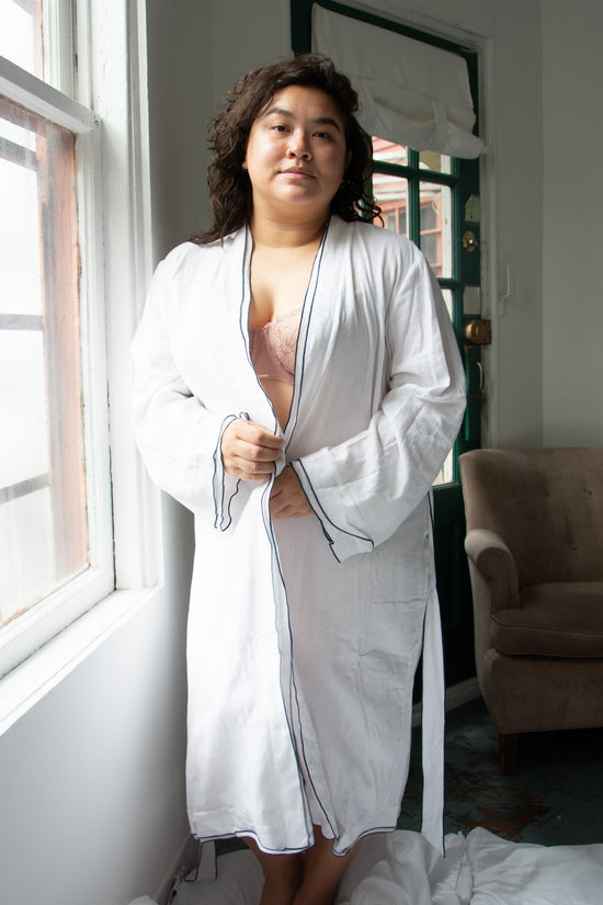 Eberjey Linen Blend Long Sleeve Robe