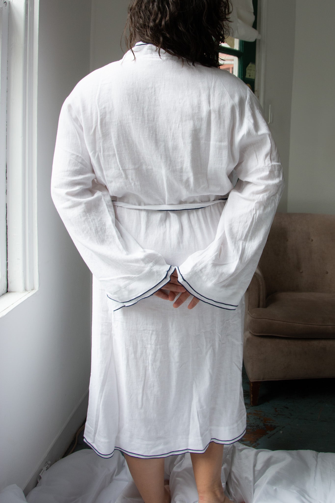 Eberjey Linen Blend Long Sleeve Robe