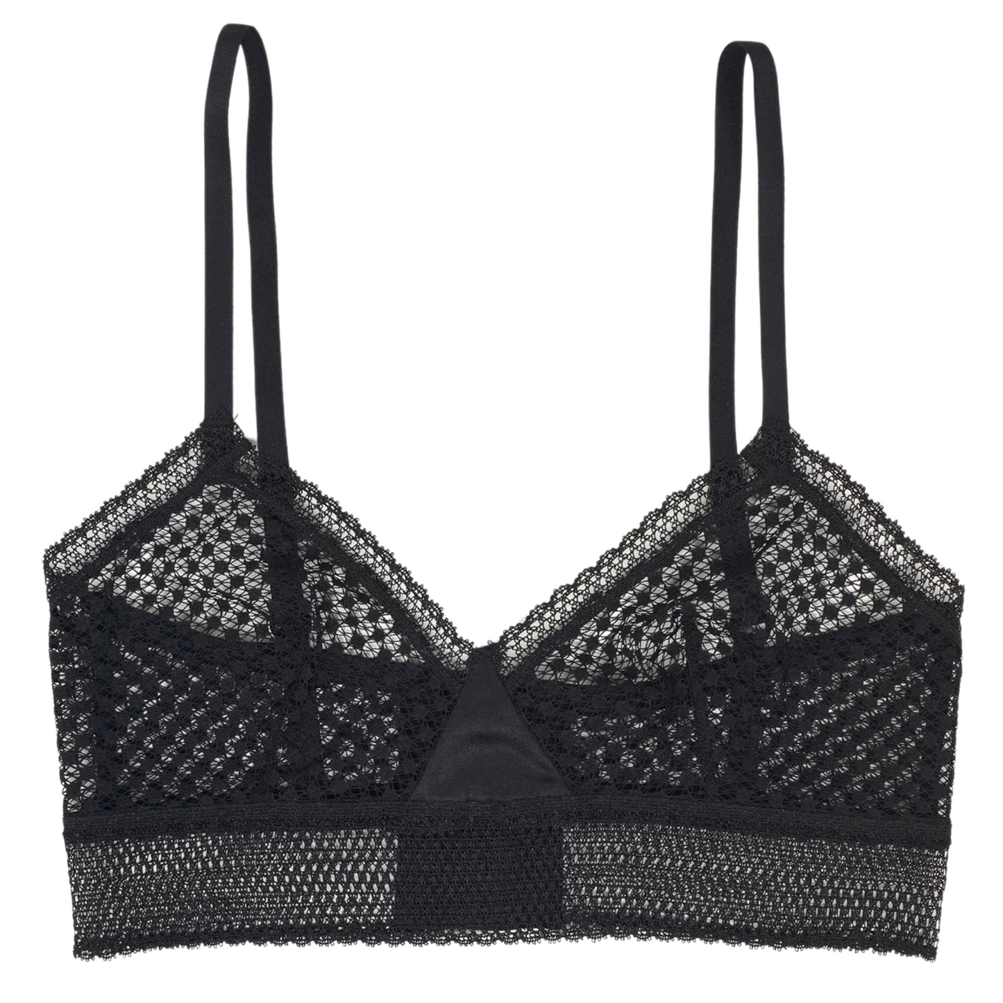 A white Else Bella Soft Cup Triangle Bra with geometric lace cups and satin detailing, displayed against a plain background.