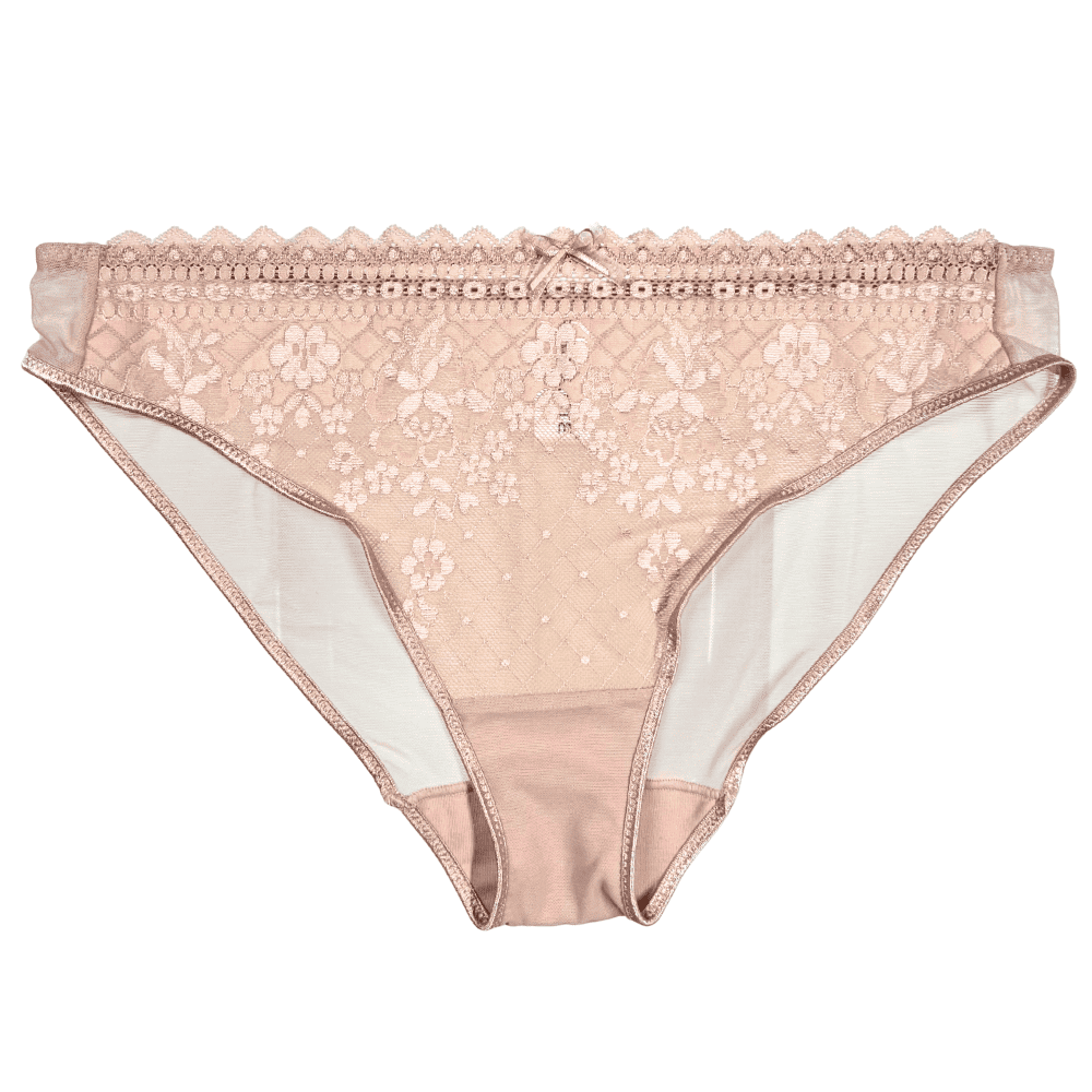Empreinte melody brief in caramel, white background, close-up.