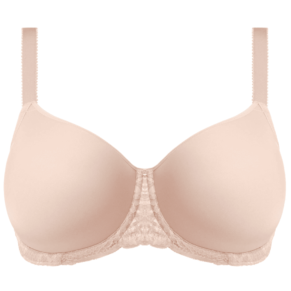Fantasie emmaline spacer moulded bra in natural beige on a white background, close-up.