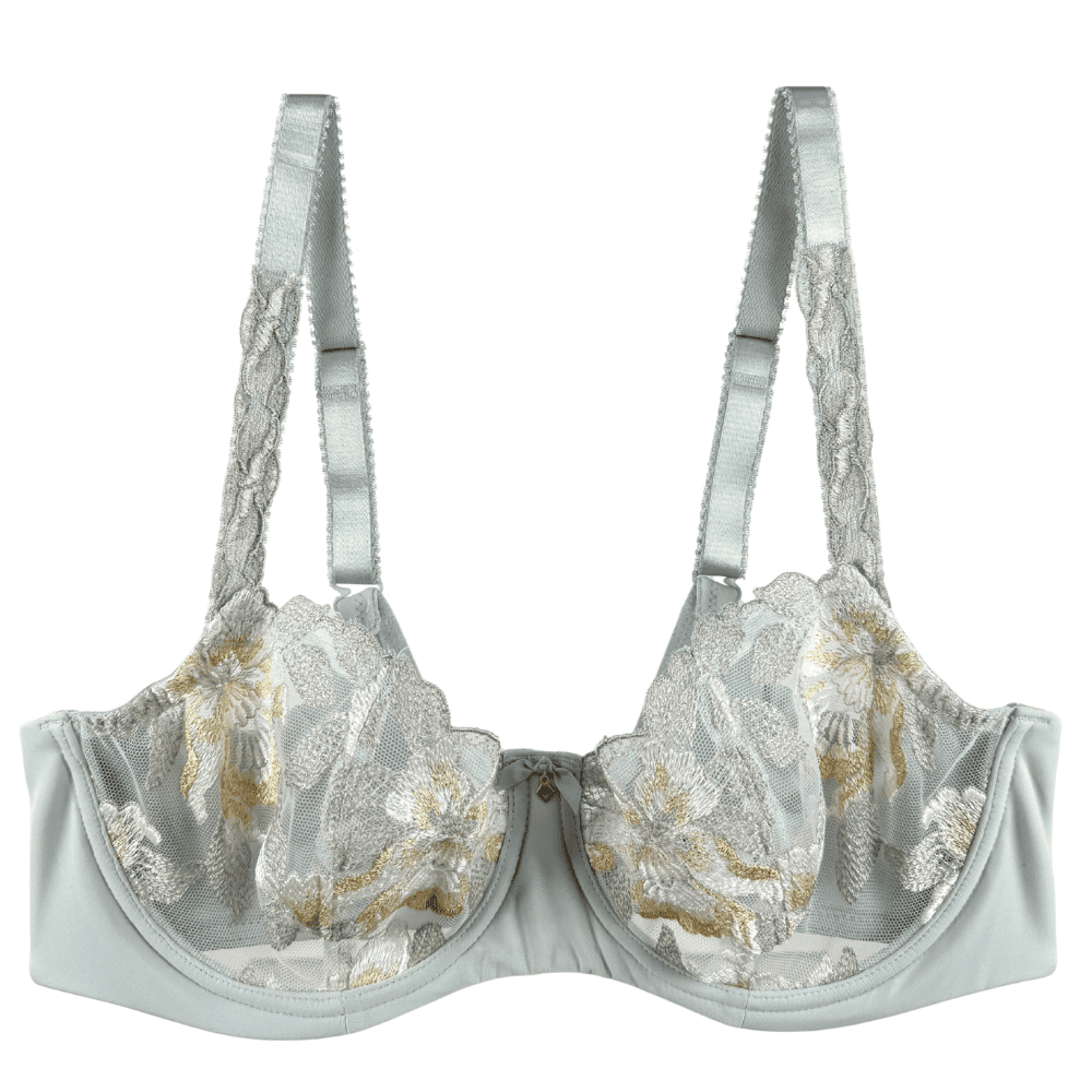 Fantasie magdalena balconette bra in vintage green on a white background, close-up.