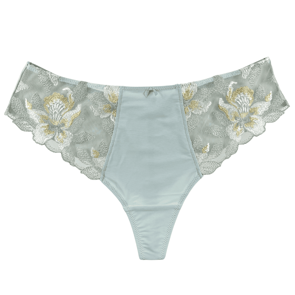 Fantasie magdalena thong in vintage green on a white background.