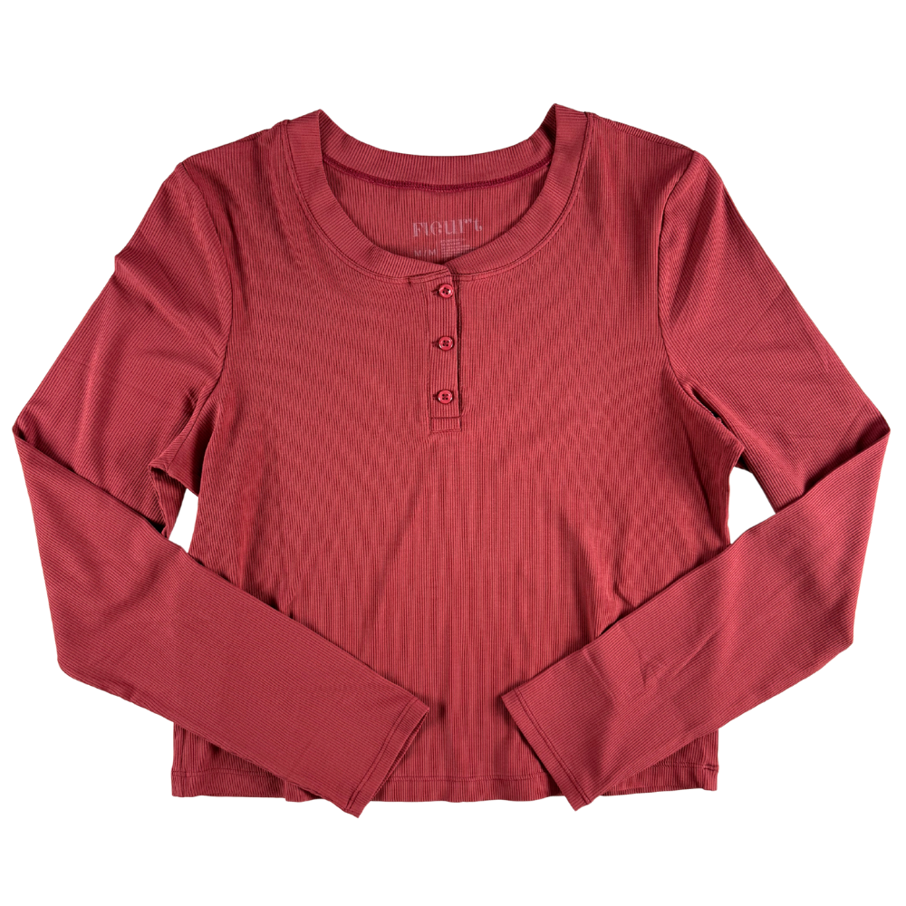 Red long-sleeve shirt on a white background