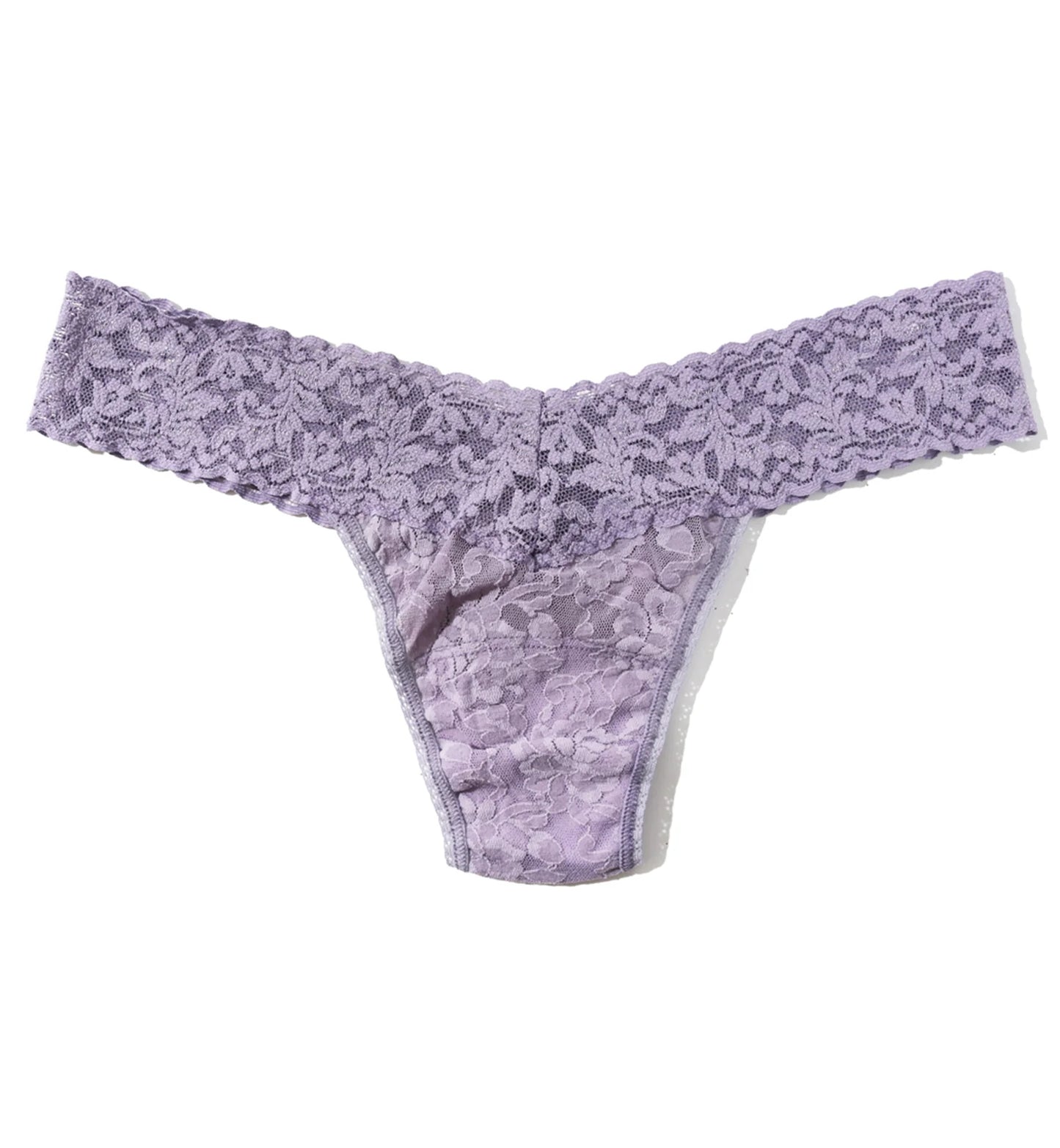 Purple lace thong on a white background