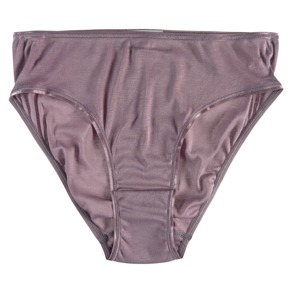 mauve underwear against a white background.
