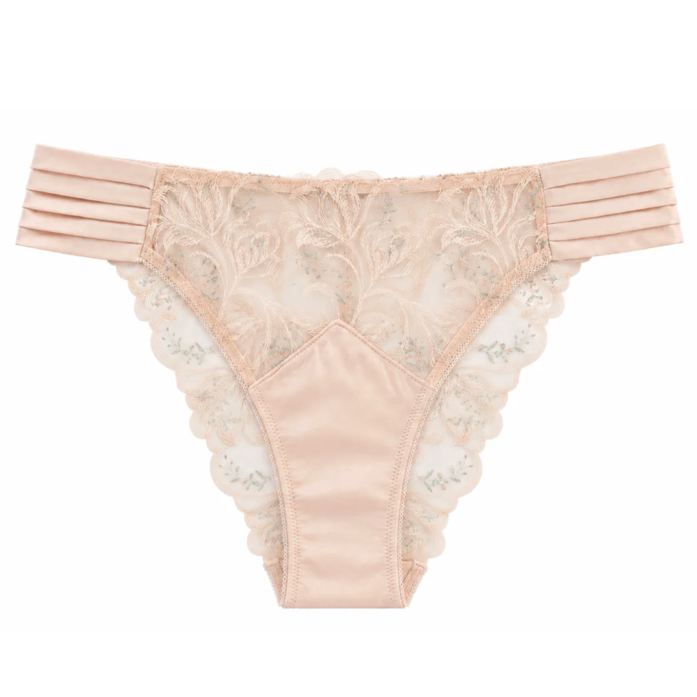 beige bikini on white background