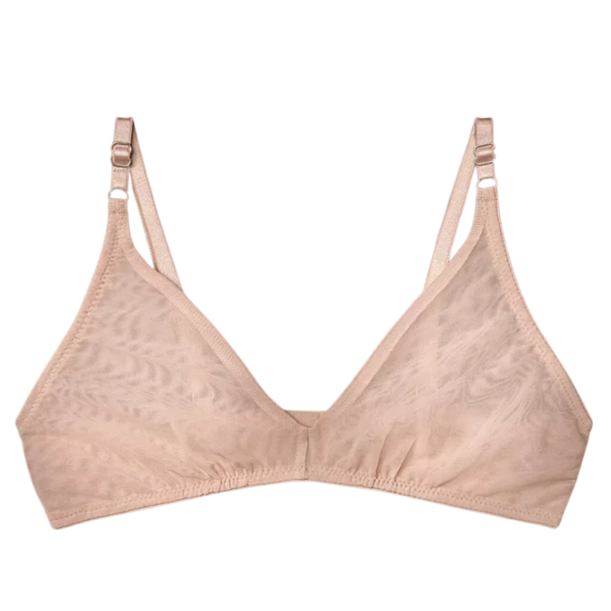 Beige bra on a white background