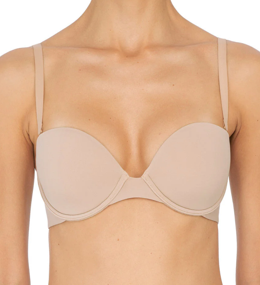 Beige bra on a mannequin with a white background