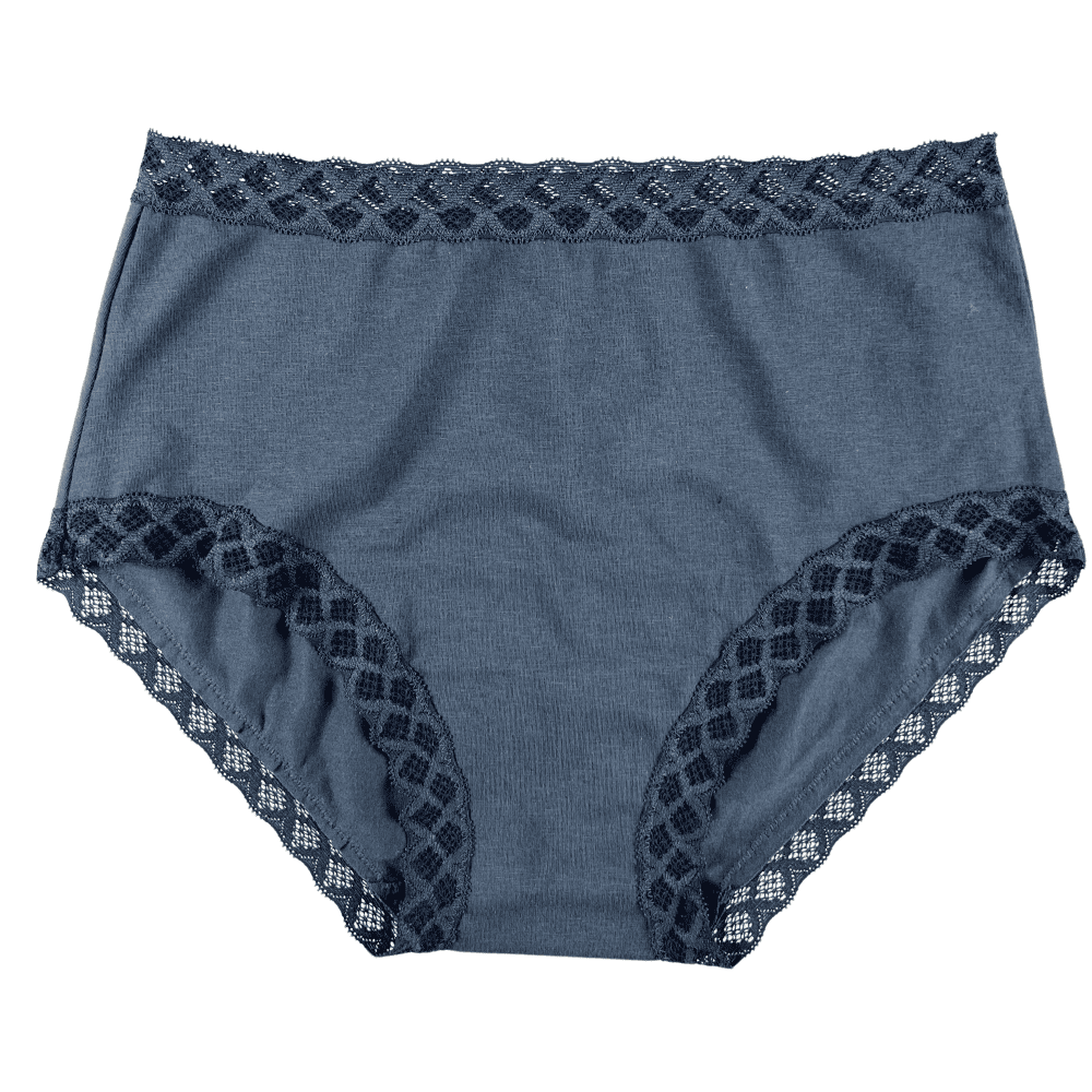 Natori Bliss full brief in ash navy, front view on a white background, close-up.