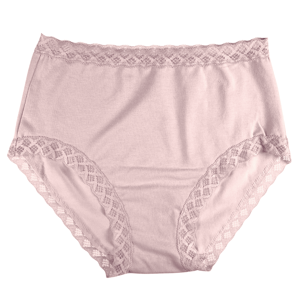 Natori Bliss full brief in rose beige, front view on a white background, close-up.