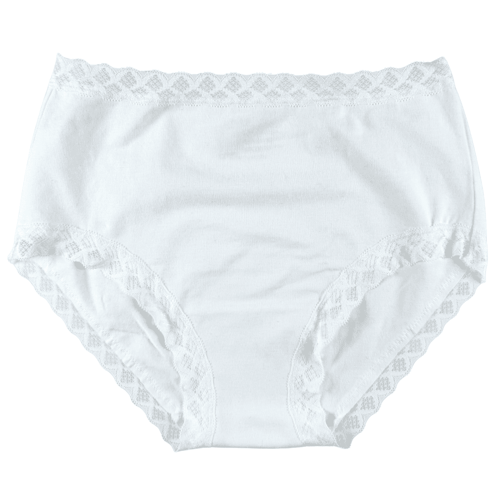 Natori Bliss full brief in white, front view on a white background, close-up.