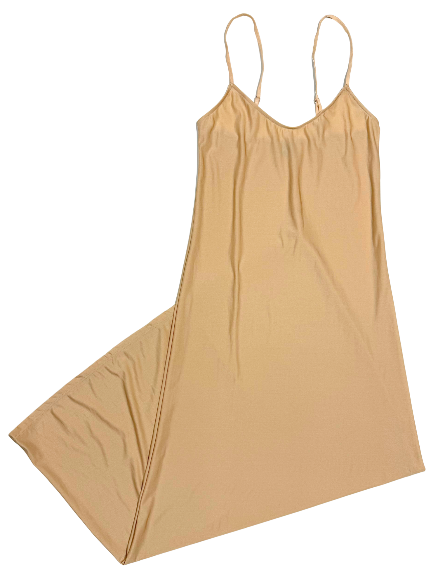 Beige slip dress on a white background