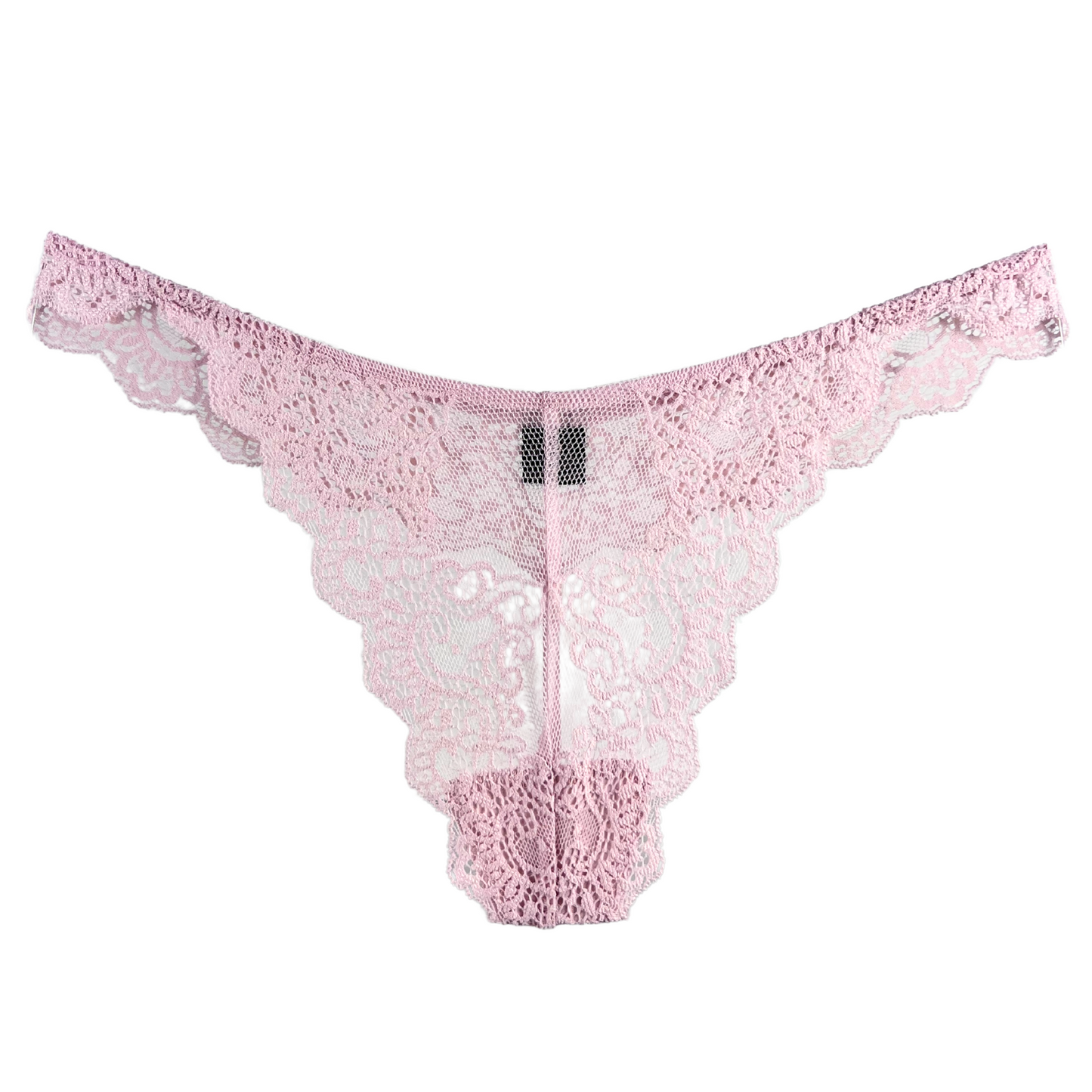 Pink lace lingerie set on a white background