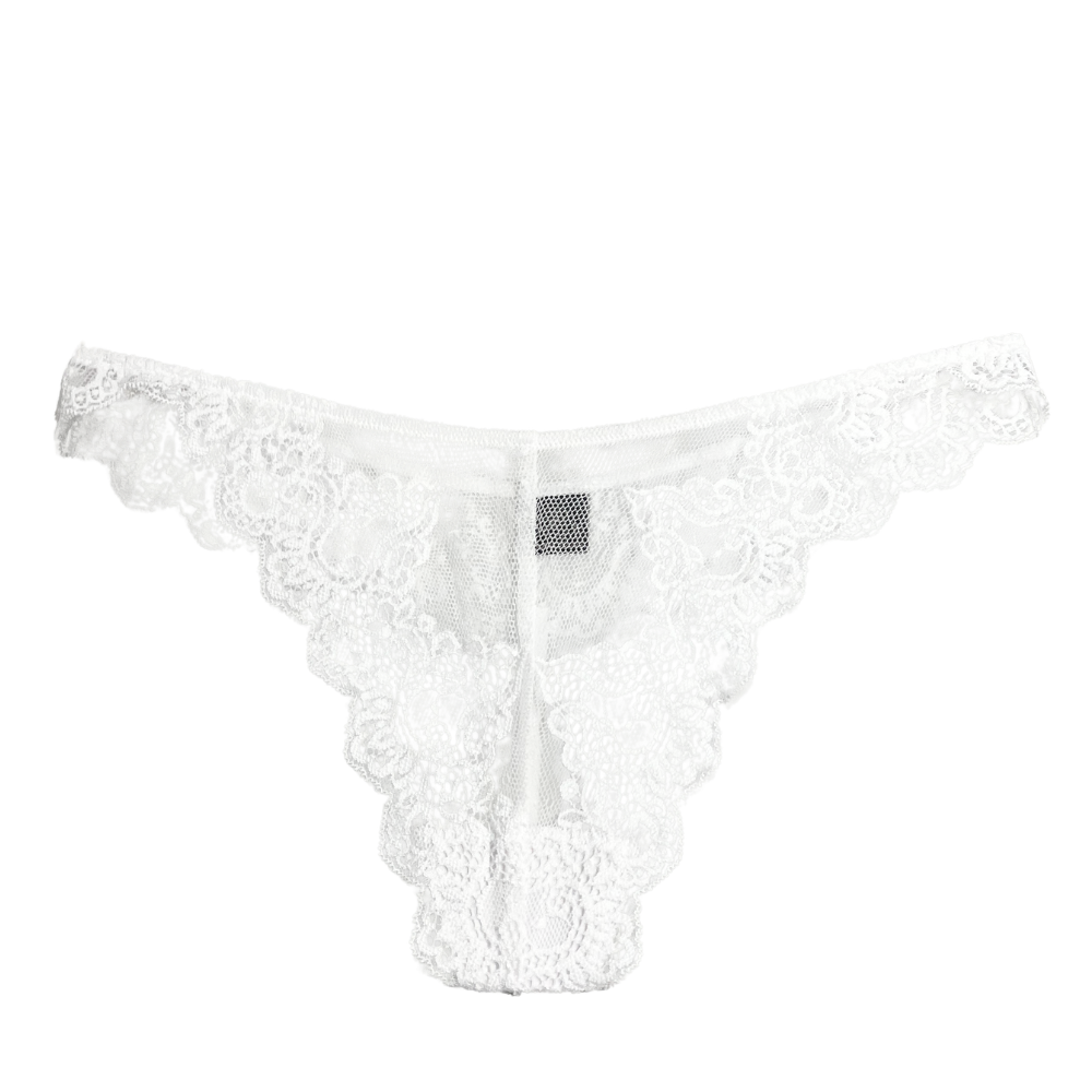 White thong on white background.