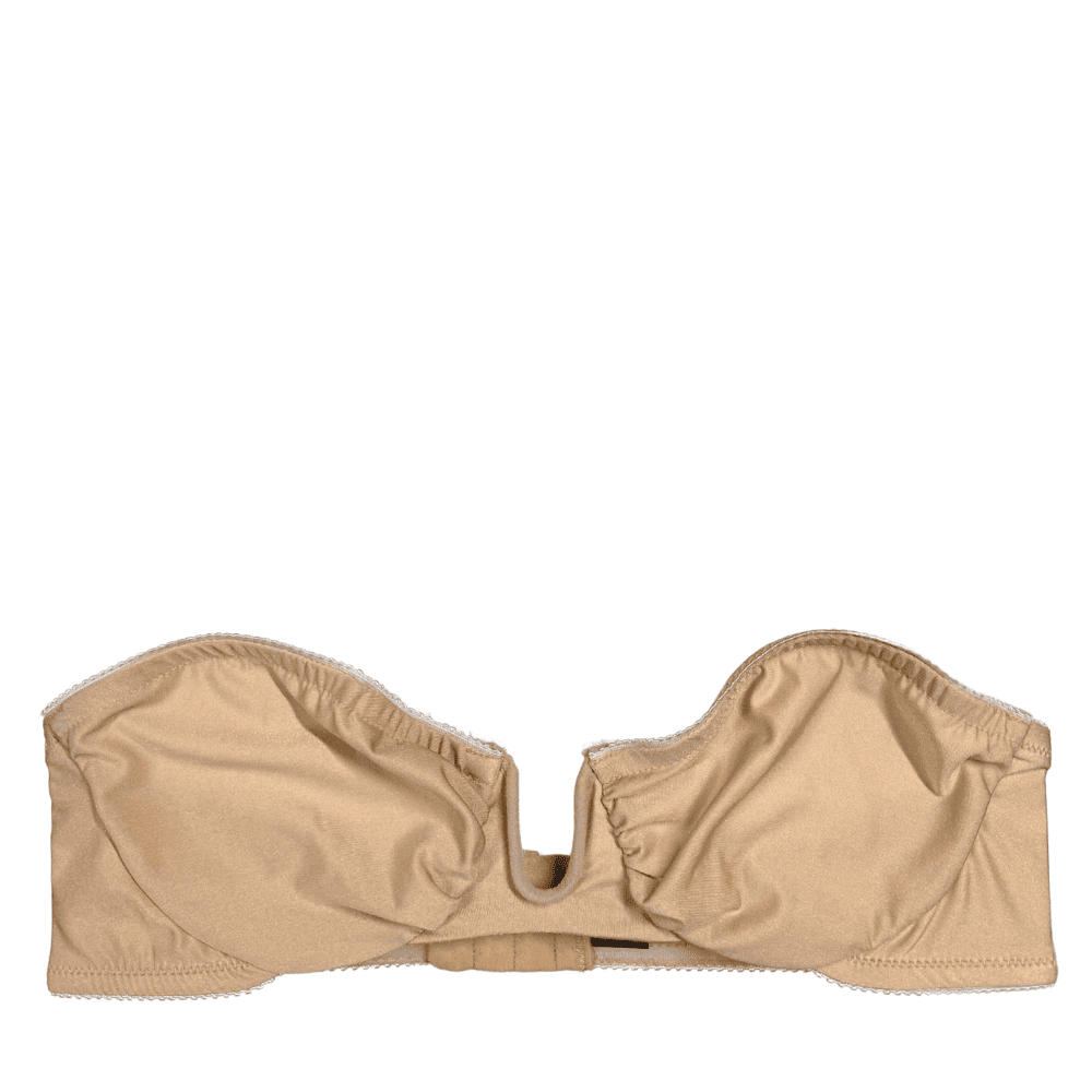 Only hearts second skin strapless bra in beige, on a white background.
