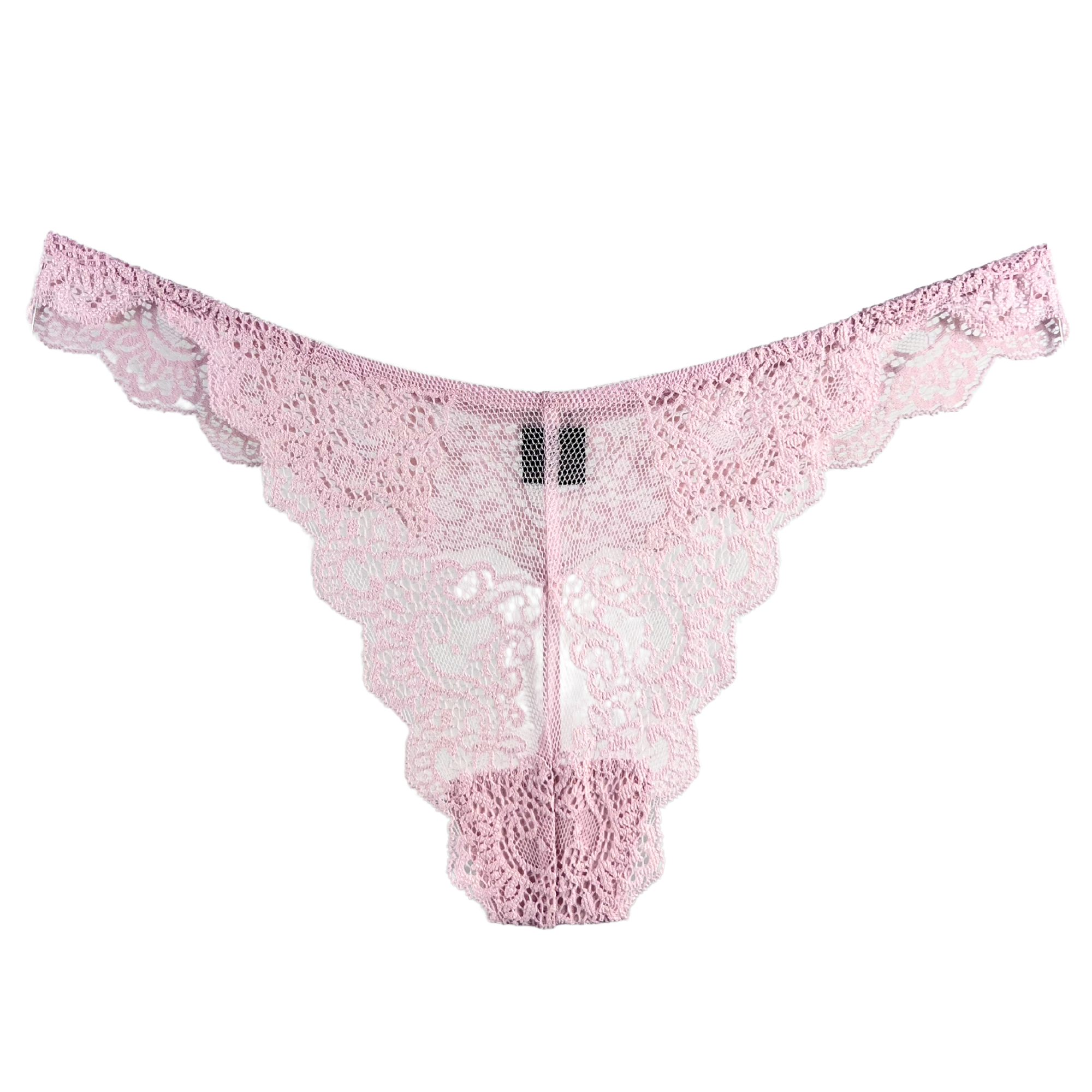 Pink lace lingerie set on a white background
