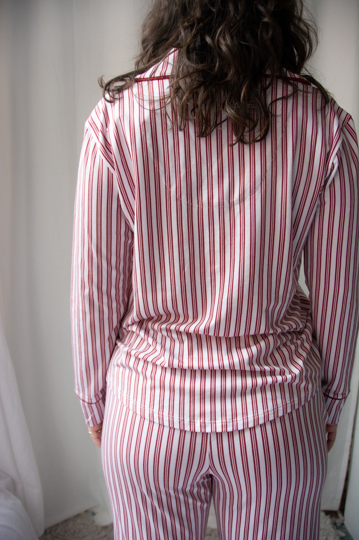 The Cat's Pajamas Holiday Stripe Pima Knit Long Sleeved Pajama