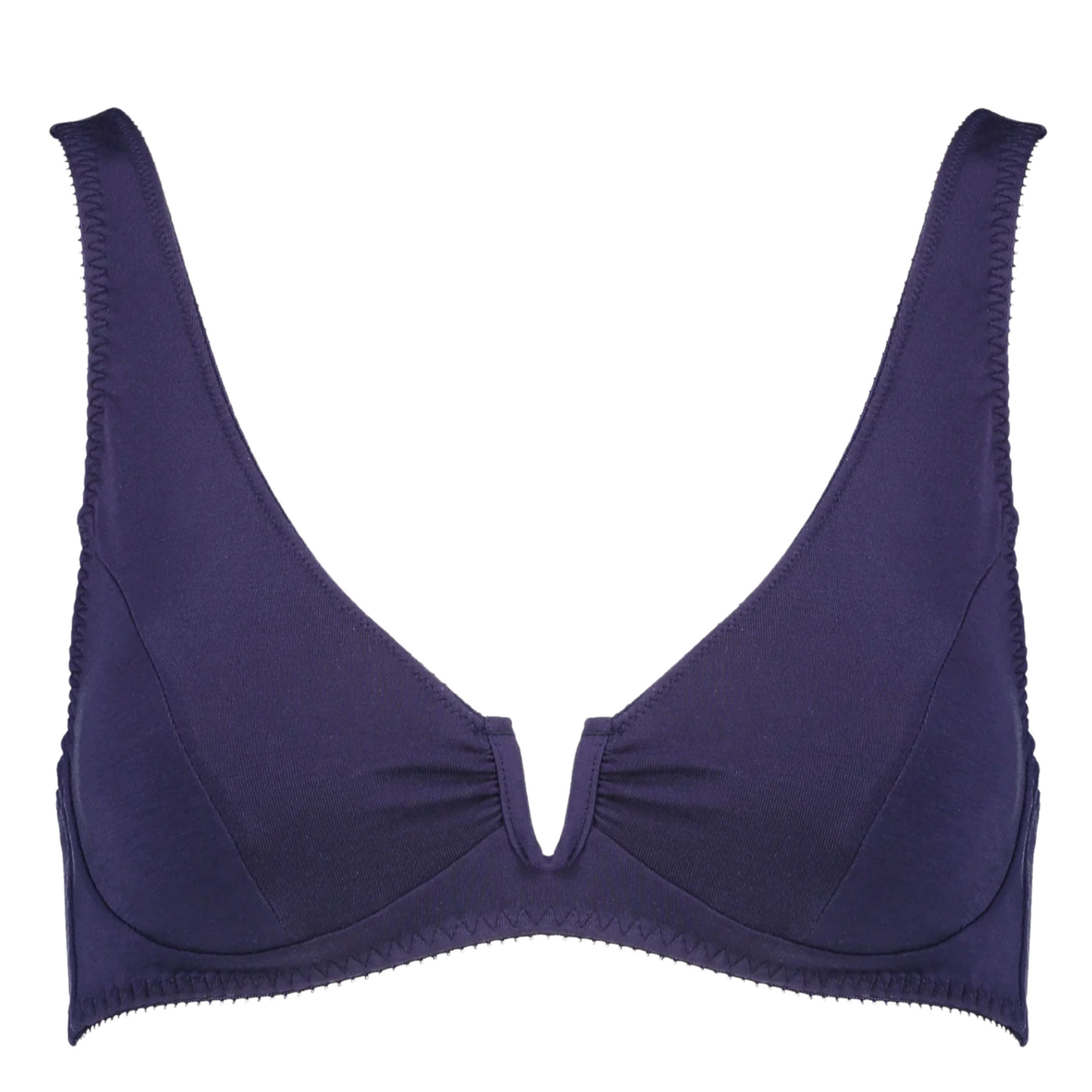 Navy blue bra on a white background