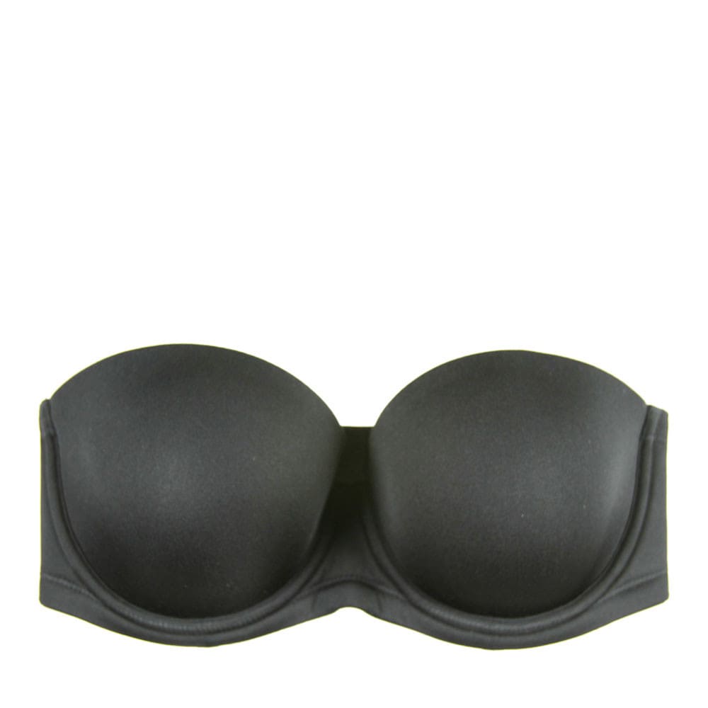 Wacoal red carpet strapless bra in black, front close-up on a white background.