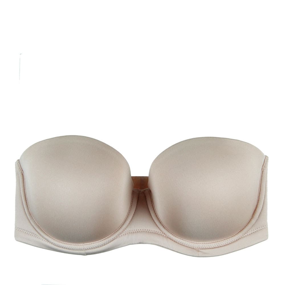 Wacoal red carpet strapless bra in nude, front view on a white background.