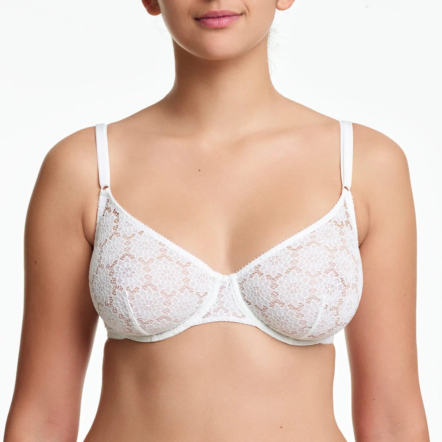 white bra on model