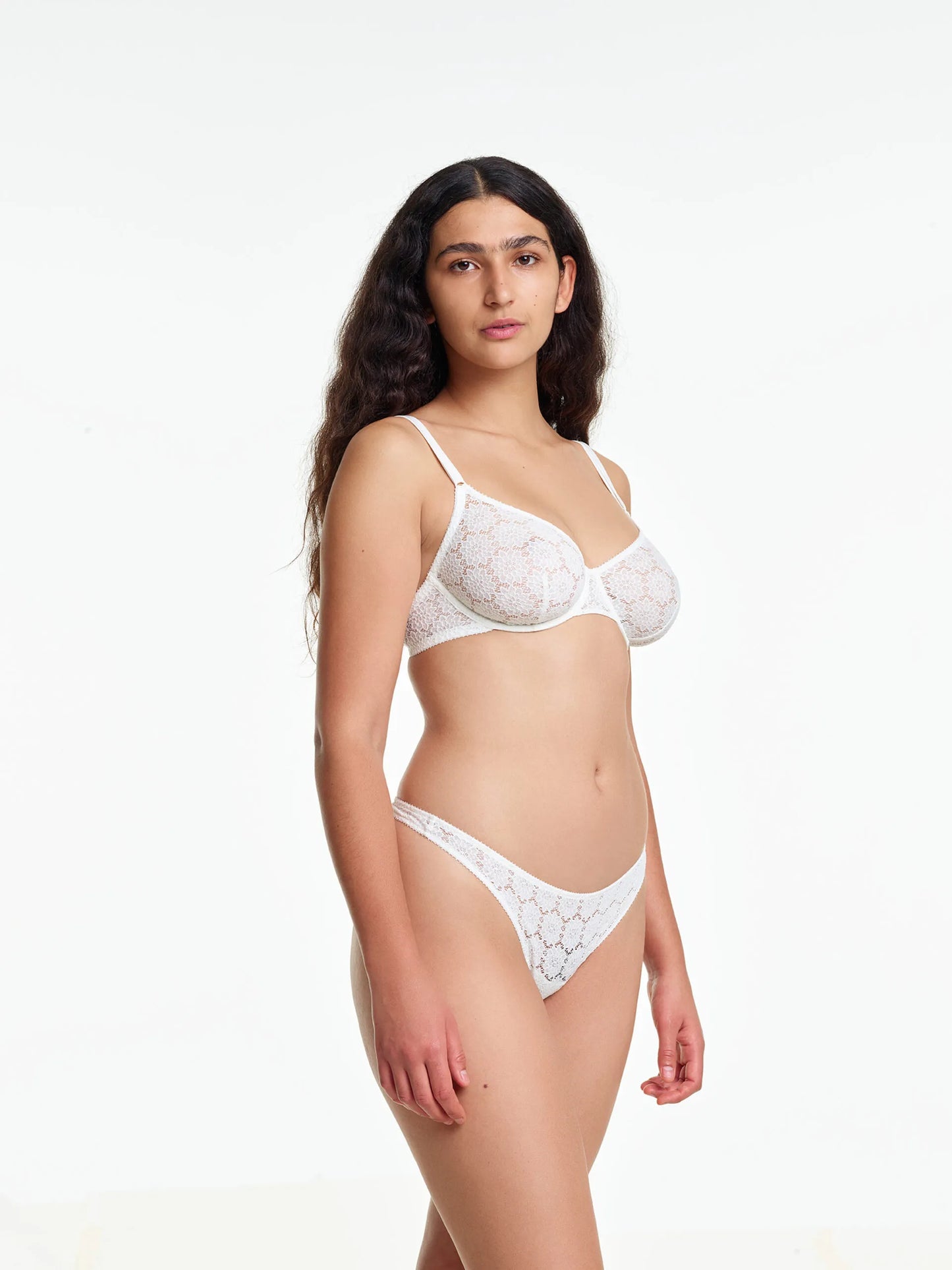 white bra and underwear on model