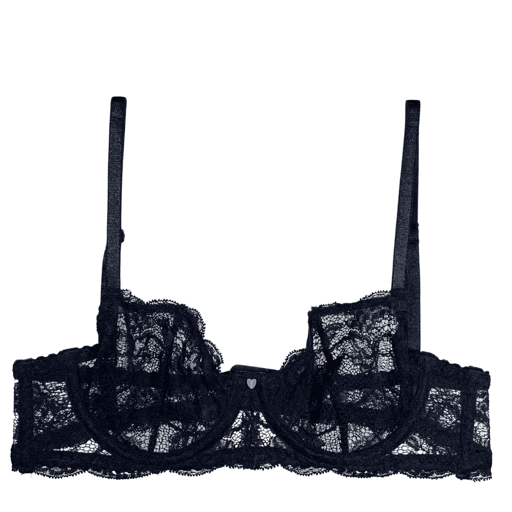 Clo intimo fortuna demi underwire bra in black, close-up on white background.