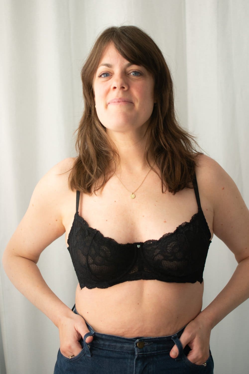 Clo intimo fortuna demi underwire bra in black, front view on a model.