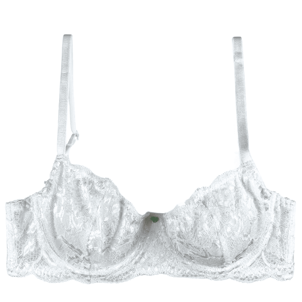 Clo intimo fortuna demi underwire bra in white, close-up on white background.