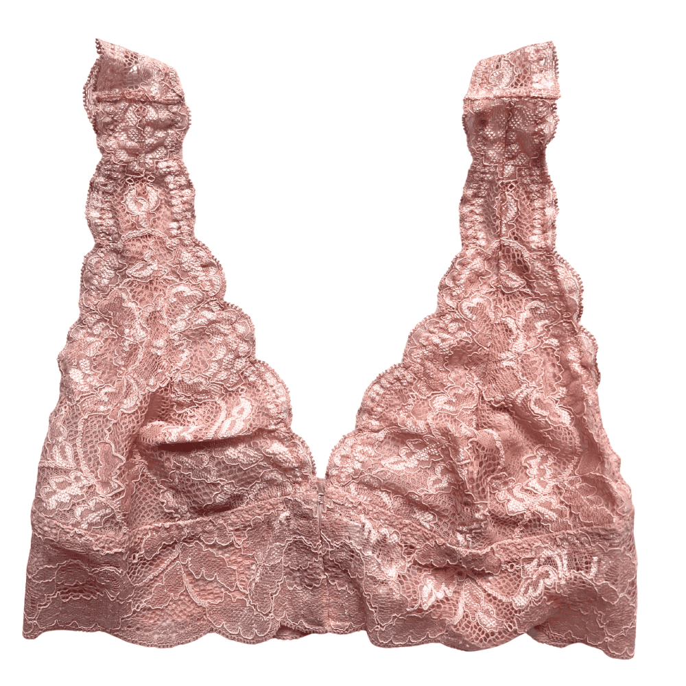 Clo intimo fortuna lace front closure bralet in maple sugar, close-up on white background.