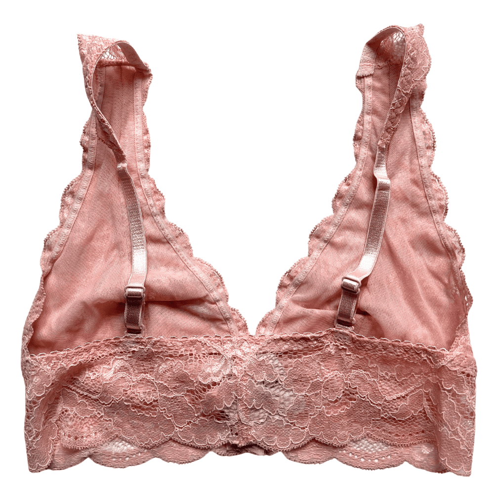 Clo intimo fortuna lace front closure bralet in maple sugar, back view close-up on white background.