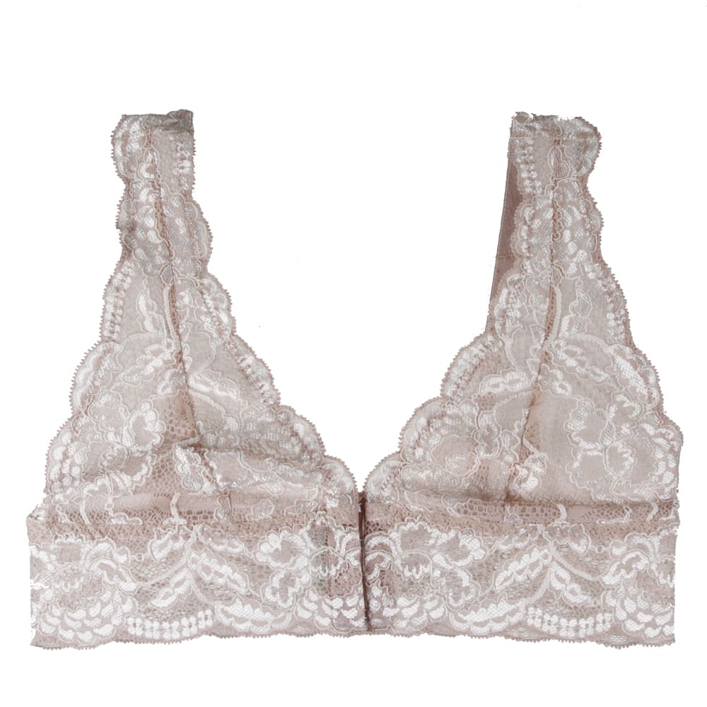 Clo intimo fortuna lace front closure bralet in rosa cuarzo, close-up on white background.