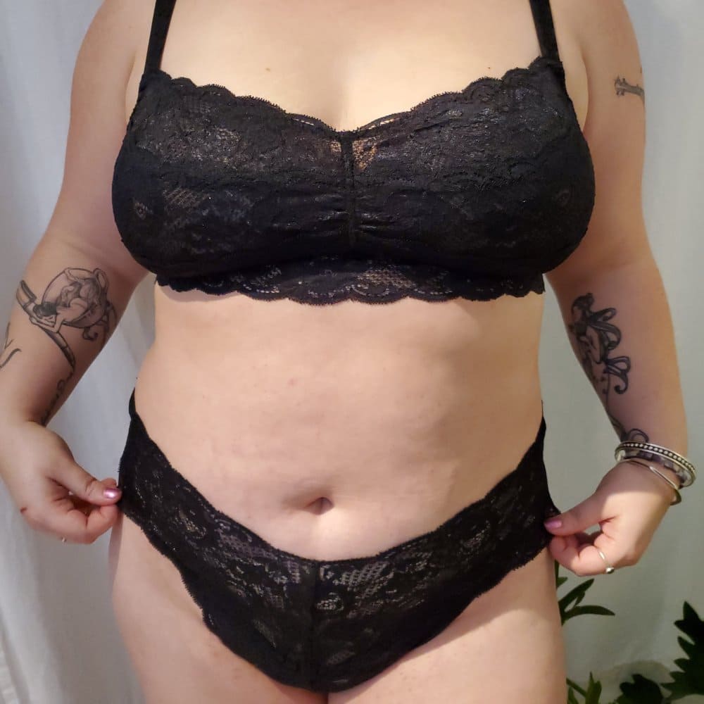 Cosabella never say never extended hottie boyshort in black, a model front view, close-up.