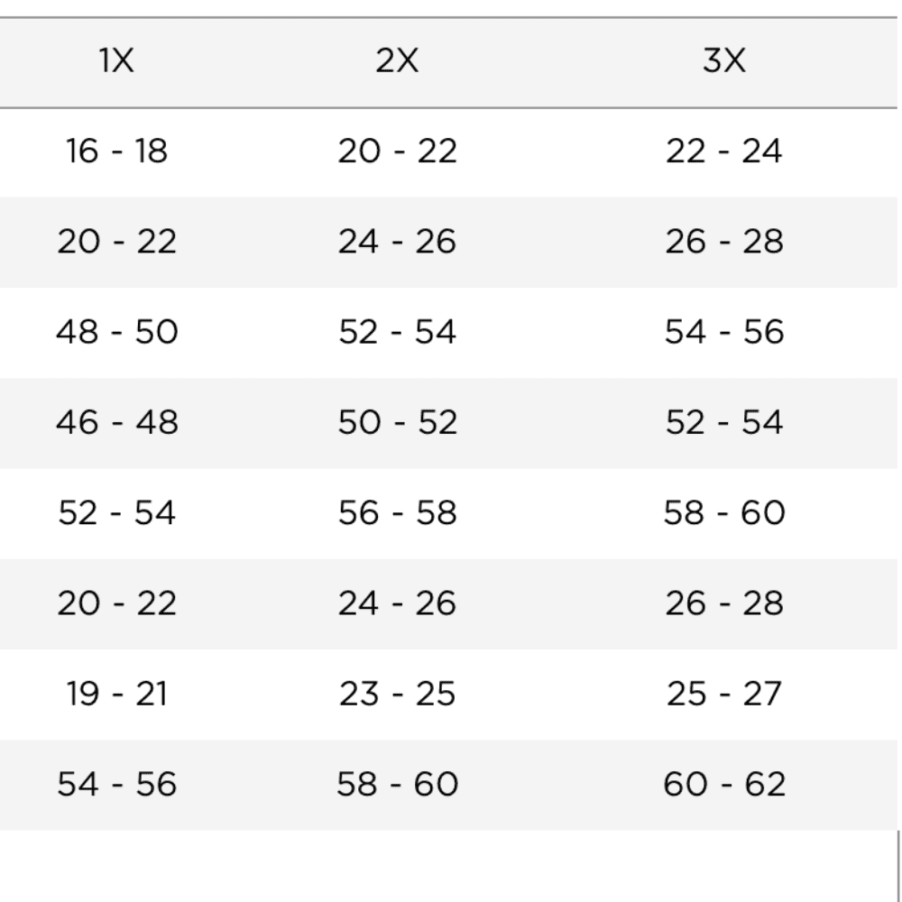Cosabella Never Say Never Extended Hottie Boyshort in black, size chart table showing measurements and sizing information.