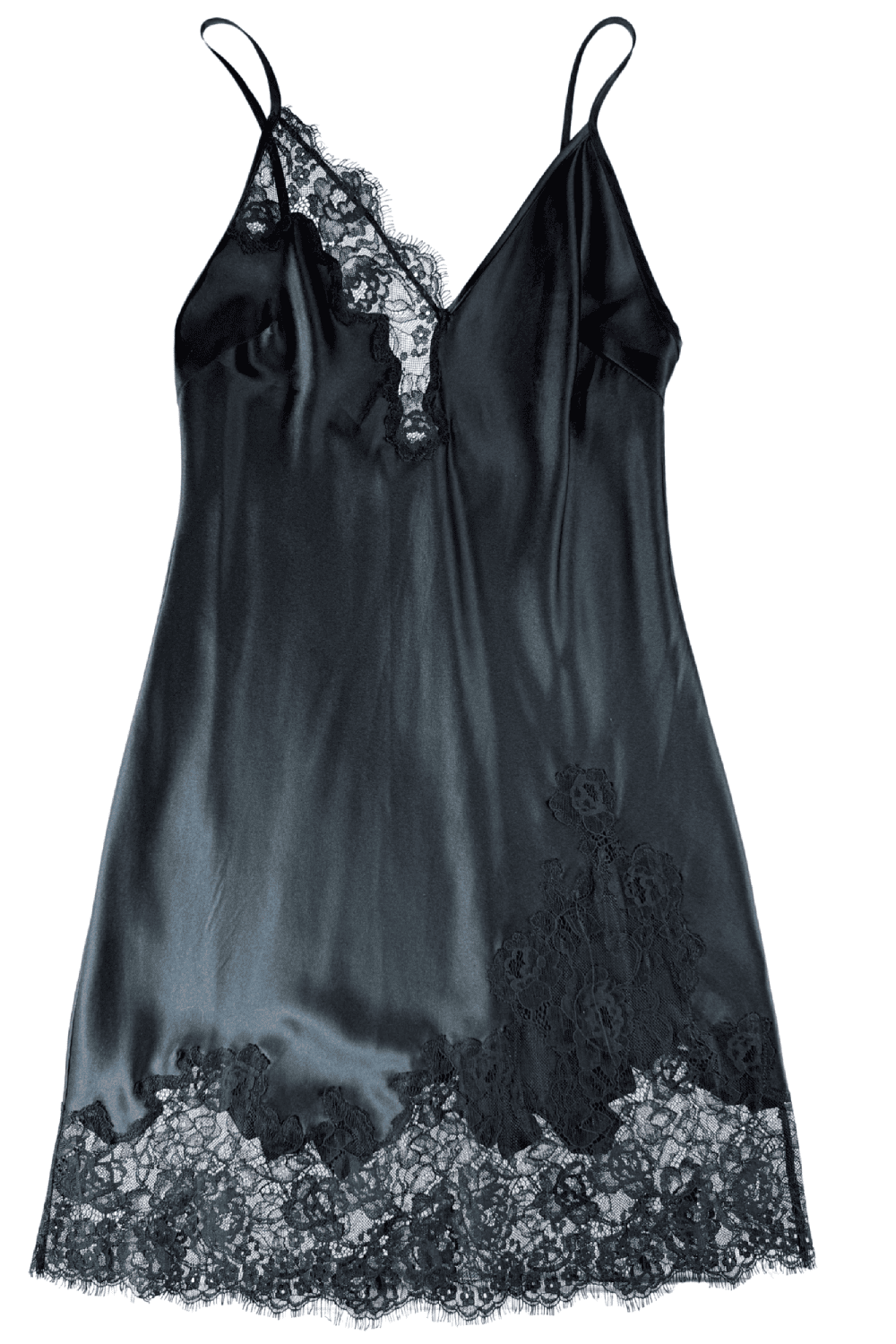 Fleur du mal juliet lace mini slip in black, close-up on white background.