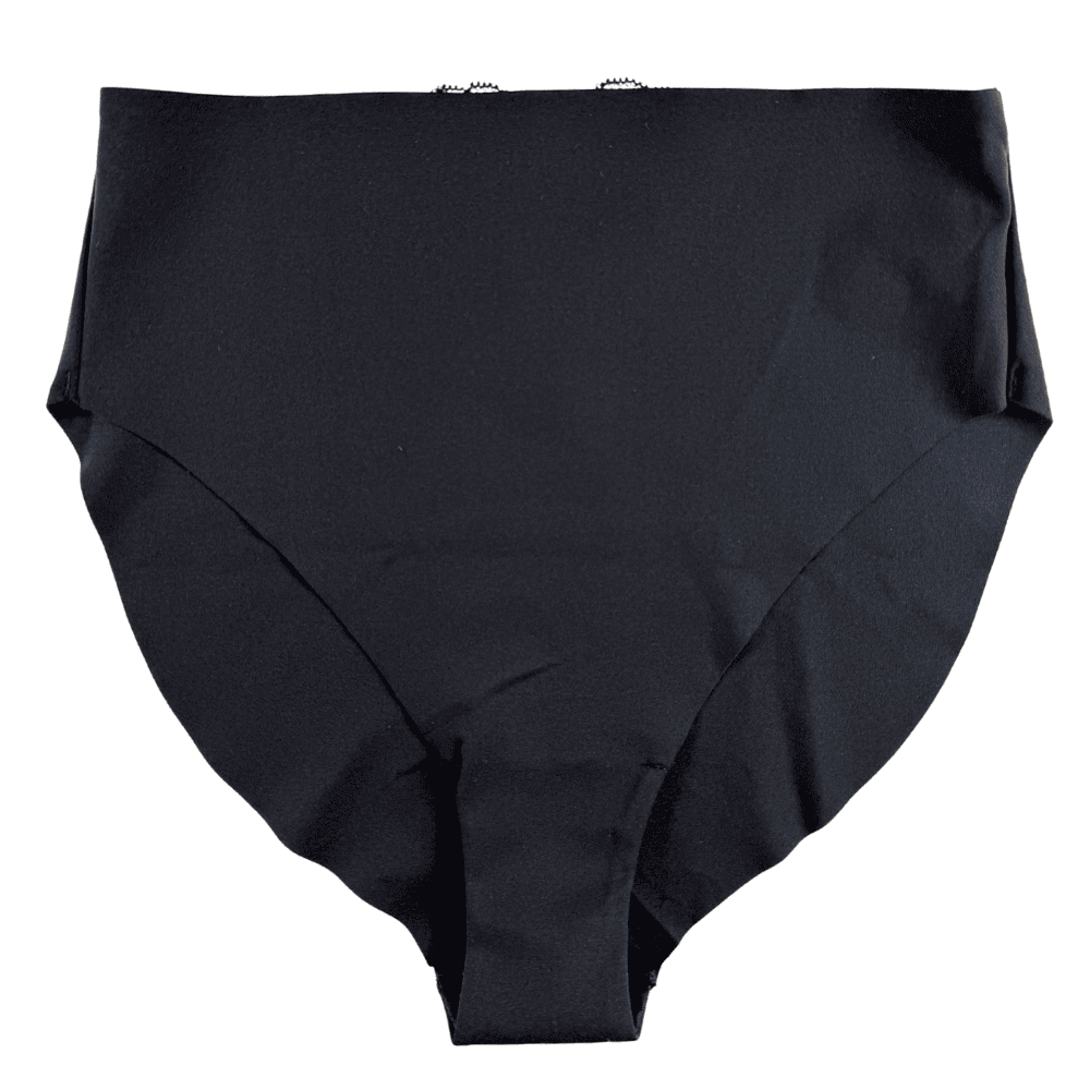 Fleur du mal le stretch micro high waist brief in black, close-up on white background.