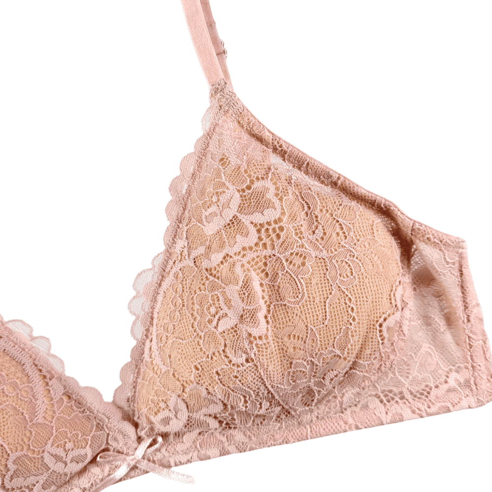 Samantha Chang All Lace Classic Bralette in Cherry Blossom, front view close-up shot on a white background.