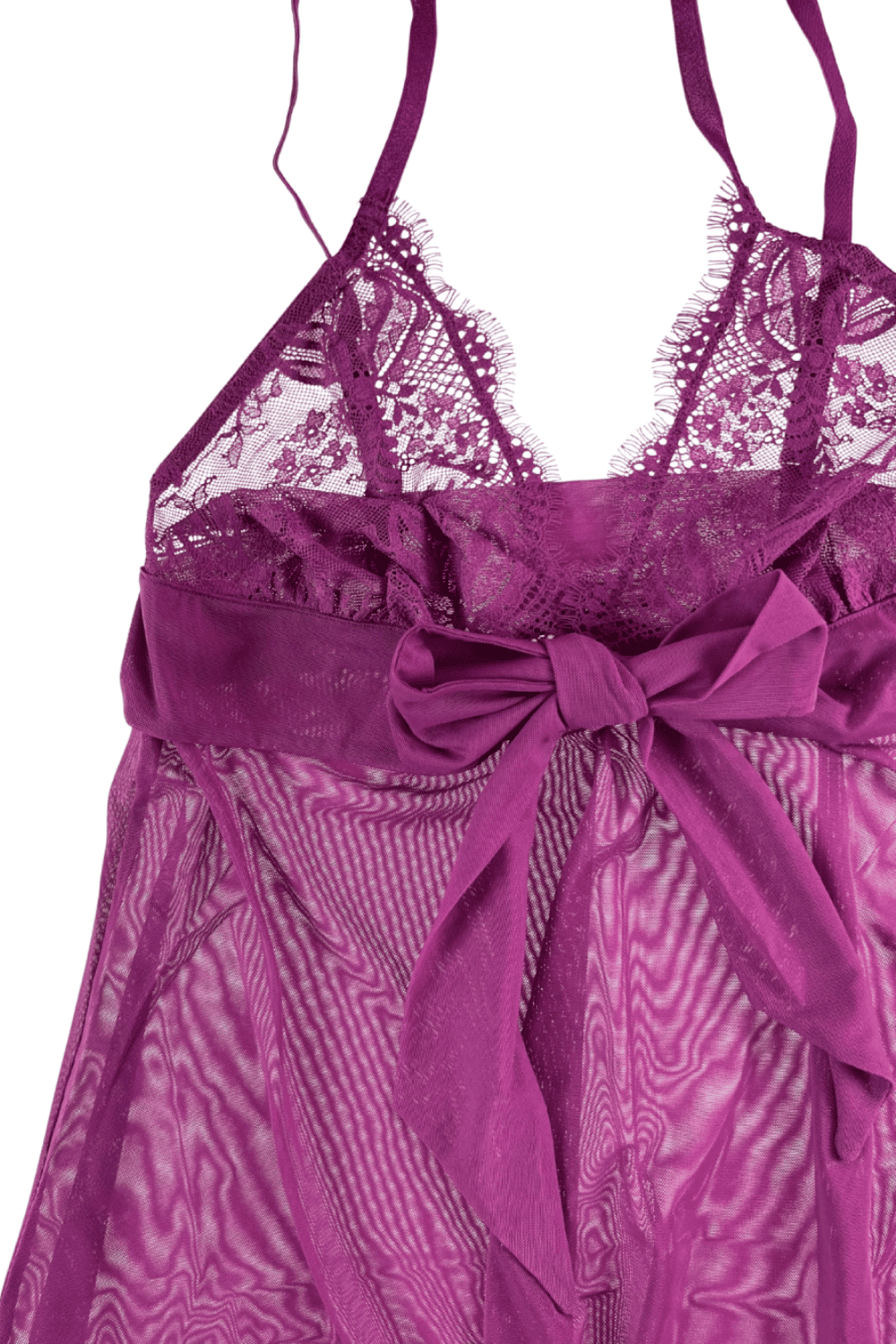 Samantha chang illusion babydoll in dark berries, detailed close-up on white background.